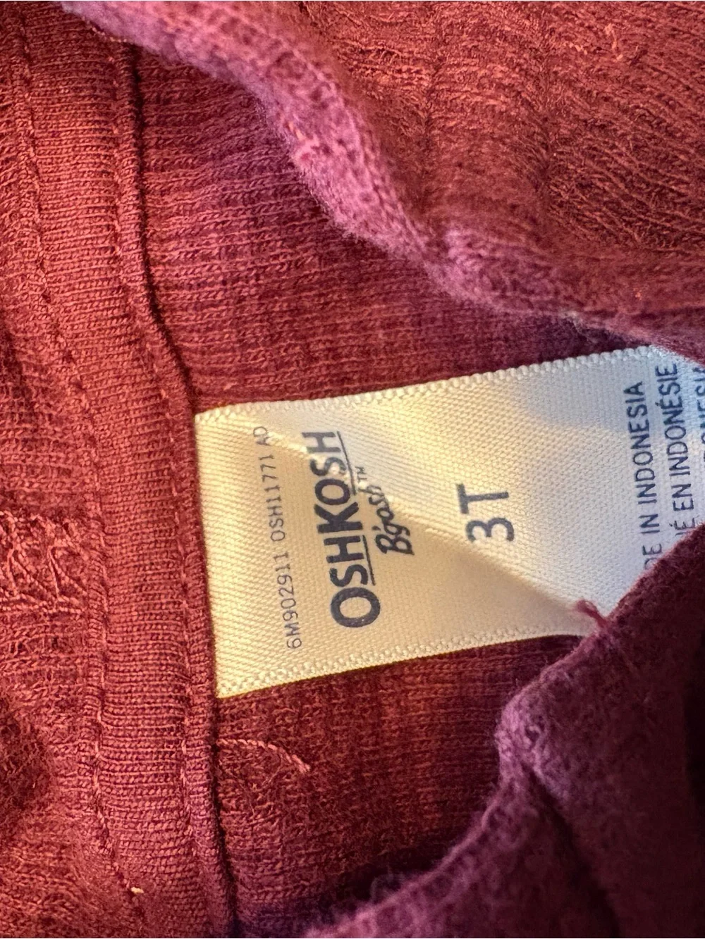 OshKosh B'gosh Burgundy Waffle Knit Hooded Top